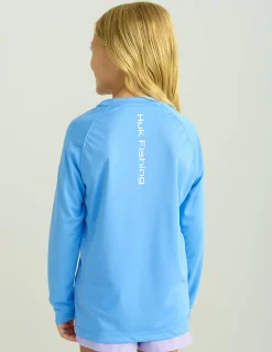 Huk Gear Performance Tops-Kids Pursuit Performance Crew Marolina Blue