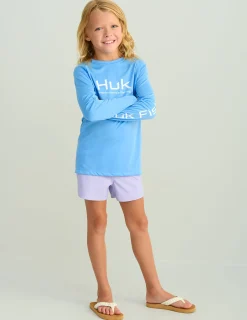 Huk Gear Performance Tops-Kids Pursuit Performance Crew Marolina Blue