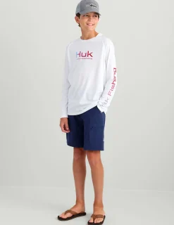 Huk Gear Performance Tops-Kids Pursuit Performance Crew White