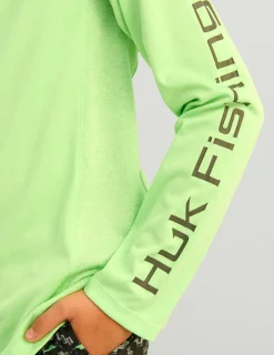 Huk Gear Performance Tops-Kids Pursuit Performance Crew Summer Green Heather