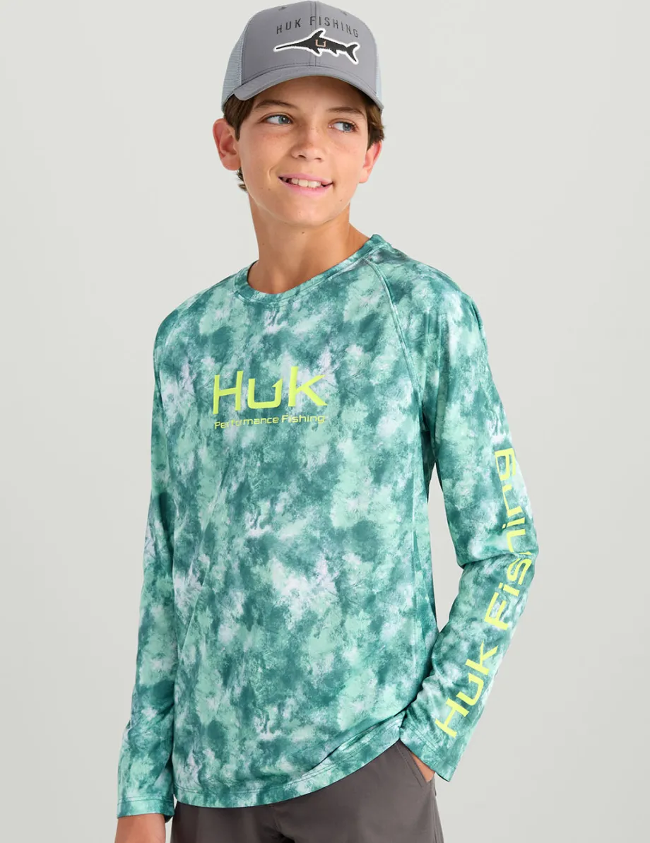 Huk Gear Performance Tops-Kids Pursuit Performance Crew North Atlantic Splish Splash