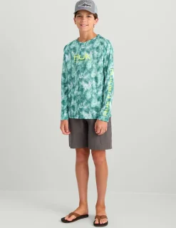 Huk Gear Performance Tops-Kids Pursuit Performance Crew North Atlantic Splish Splash
