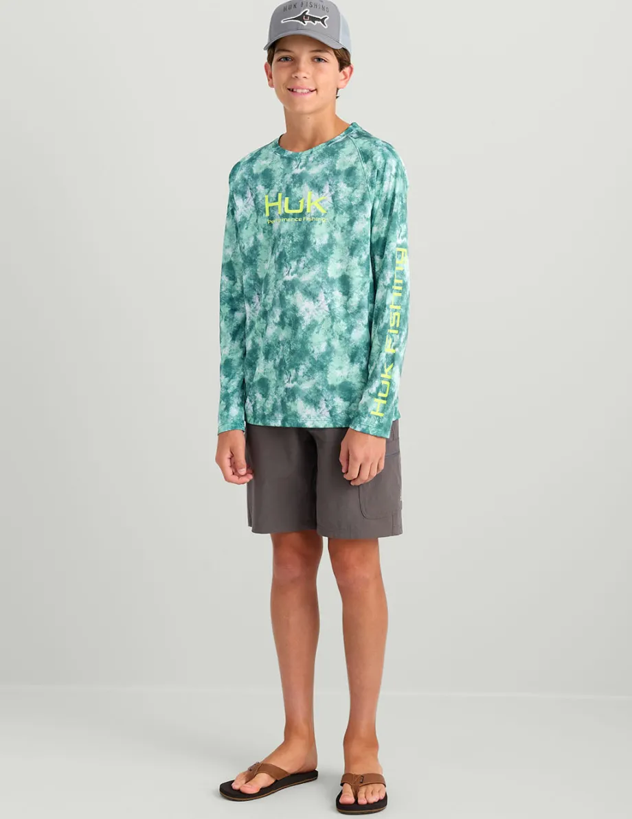 Huk Gear Performance Tops-Kids Pursuit Performance Crew North Atlantic Splish Splash