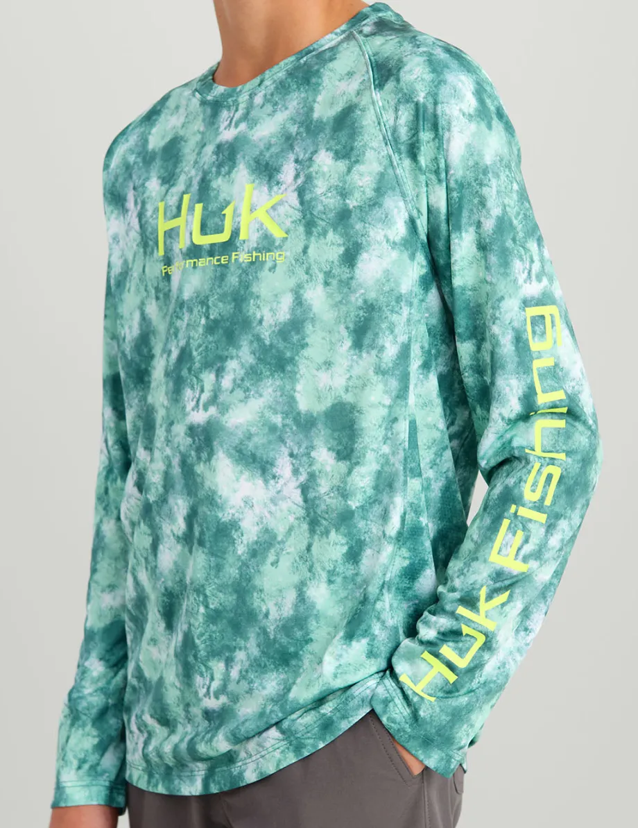 Huk Gear Performance Tops-Kids Pursuit Performance Crew North Atlantic Splish Splash