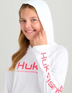 Huk Gear Performance Tops-Kids Pursuit Performance Hoodie White