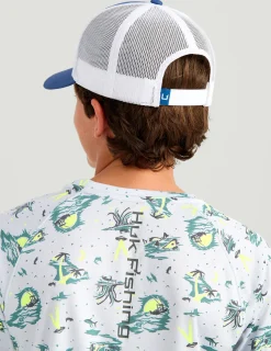 Huk Gear Performance Tops-Kids Pursuit Performance Crew Volcanic Ash Space Palm