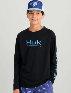 Huk Gear Performance Tops-Kids Pursuit Performance Crew Black