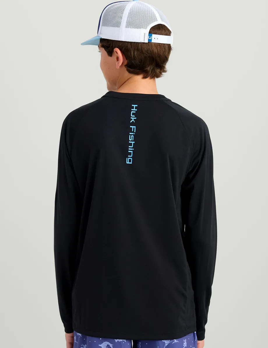 Huk Gear Performance Tops-Kids Pursuit Performance Crew Black