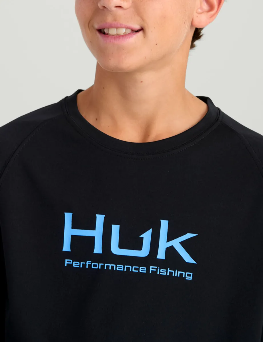 Huk Gear Performance Tops-Kids Pursuit Performance Crew Black
