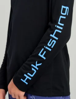 Huk Gear Performance Tops-Kids Pursuit Performance Crew Black