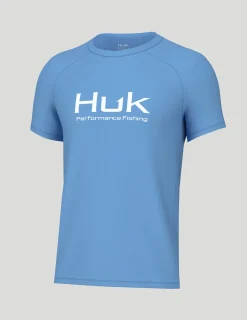 Huk Gear Performance Tops-Kids Pursuit Short Sleeve Performance Crew Marolina Blue