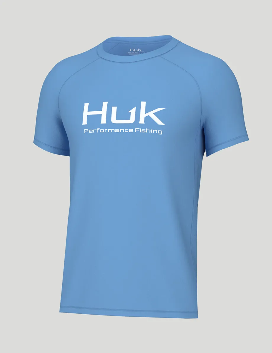 Huk Gear Performance Tops-Kids Pursuit Short Sleeve Performance Crew Marolina Blue