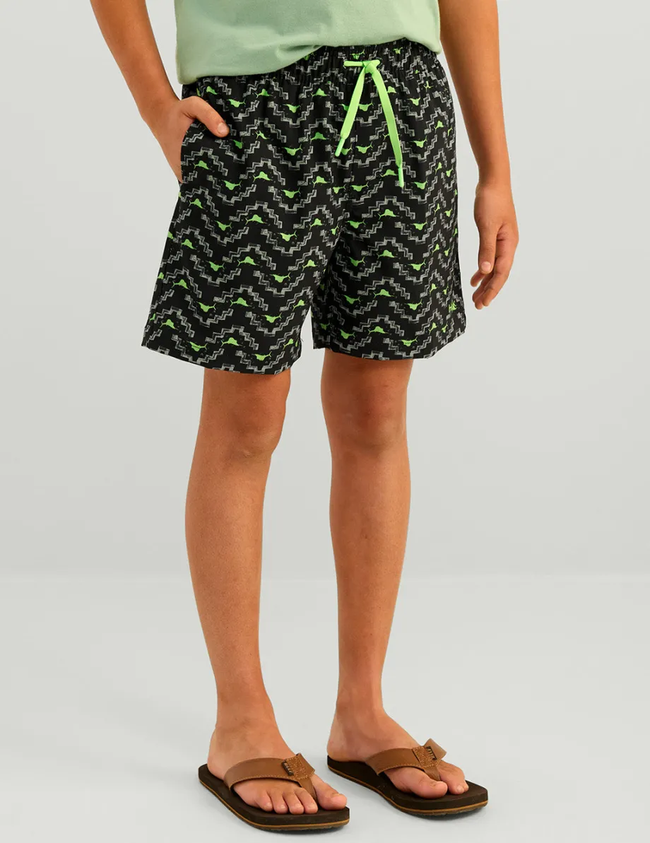 Huk Gear Swim-Kids Pursuit Volley Swim Short Black Marlin Pyramid