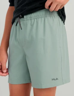Huk Gear Swim-Kids Pursuit Volley Swim Short Silver Blue