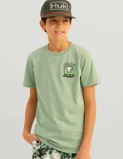Huk Gear T-Shirts-Kids Rad Series Tee Fog Green