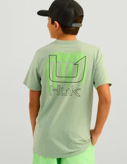 Huk Gear T-Shirts-Kids Salute Tee Fog Green