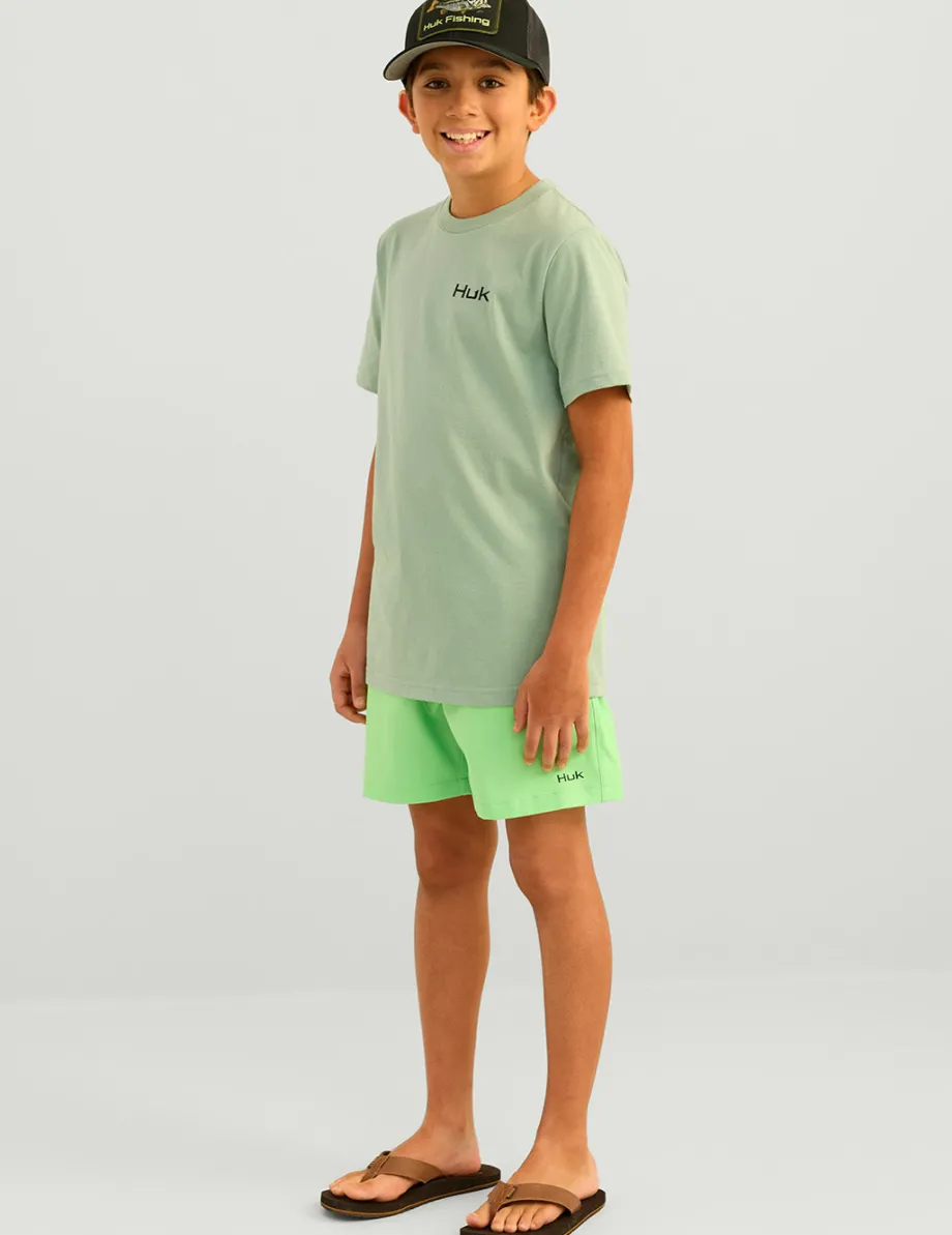 Huk Gear T-Shirts-Kids Salute Tee Fog Green