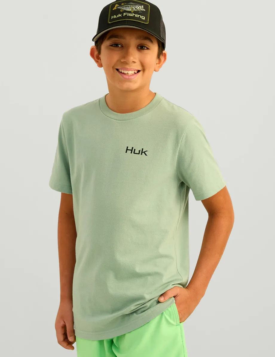 Huk Gear T-Shirts-Kids Salute Tee Fog Green