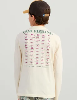 Huk Gear T-Shirts-Kids SC Fish Long Sleeve Tee Egret