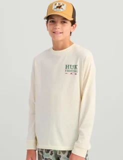 Huk Gear T-Shirts-Kids SC Fish Long Sleeve Tee Egret