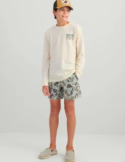 Huk Gear T-Shirts-Kids SC Fish Long Sleeve Tee Egret