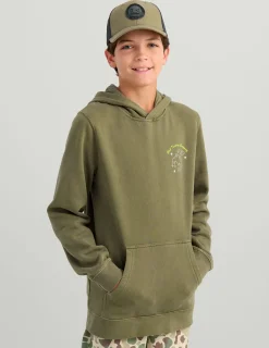 Huk Gear Hoodies & Pullovers-Kids Sea Horse Cotton Fleece Moss