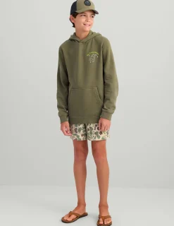 Huk Gear Hoodies & Pullovers-Kids Sea Horse Cotton Fleece Moss