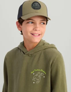 Huk Gear Hoodies & Pullovers-Kids Sea Horse Cotton Fleece Moss