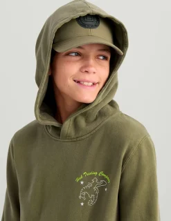 Huk Gear Hoodies & Pullovers-Kids Sea Horse Cotton Fleece Moss