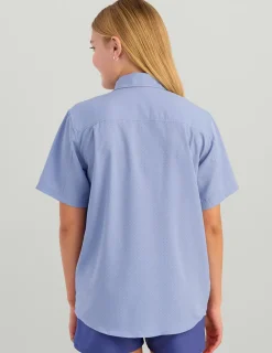 Huk Gear Button Downs|Performance Tops-Kids Tide Point Short Sleeve Button Down Lightning Sky