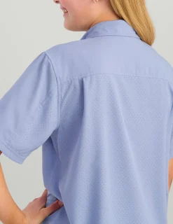 Huk Gear Button Downs|Performance Tops-Kids Tide Point Short Sleeve Button Down Lightning Sky
