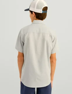 Huk Gear Button Downs-Kids Tide Point Short Sleeve Button Down Harbor Mist