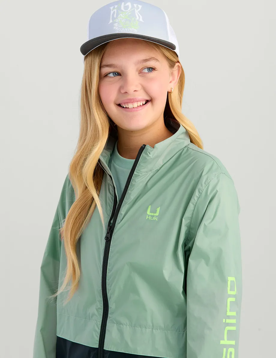 Huk Gear Windbreakers-Kids Tradewind Windbreaker Fog Green
