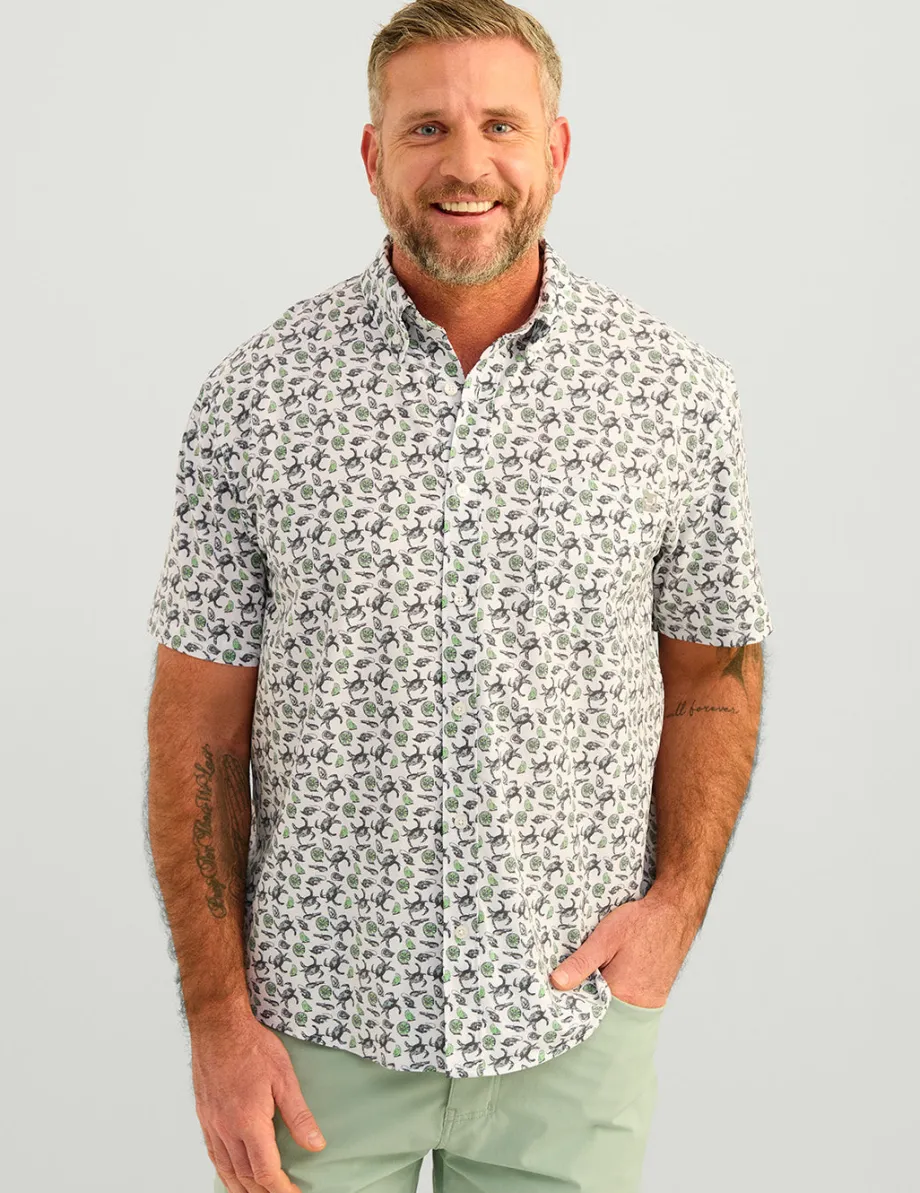 Huk Gear Button Downs-Kona Button-Down White Lowcountry Boil