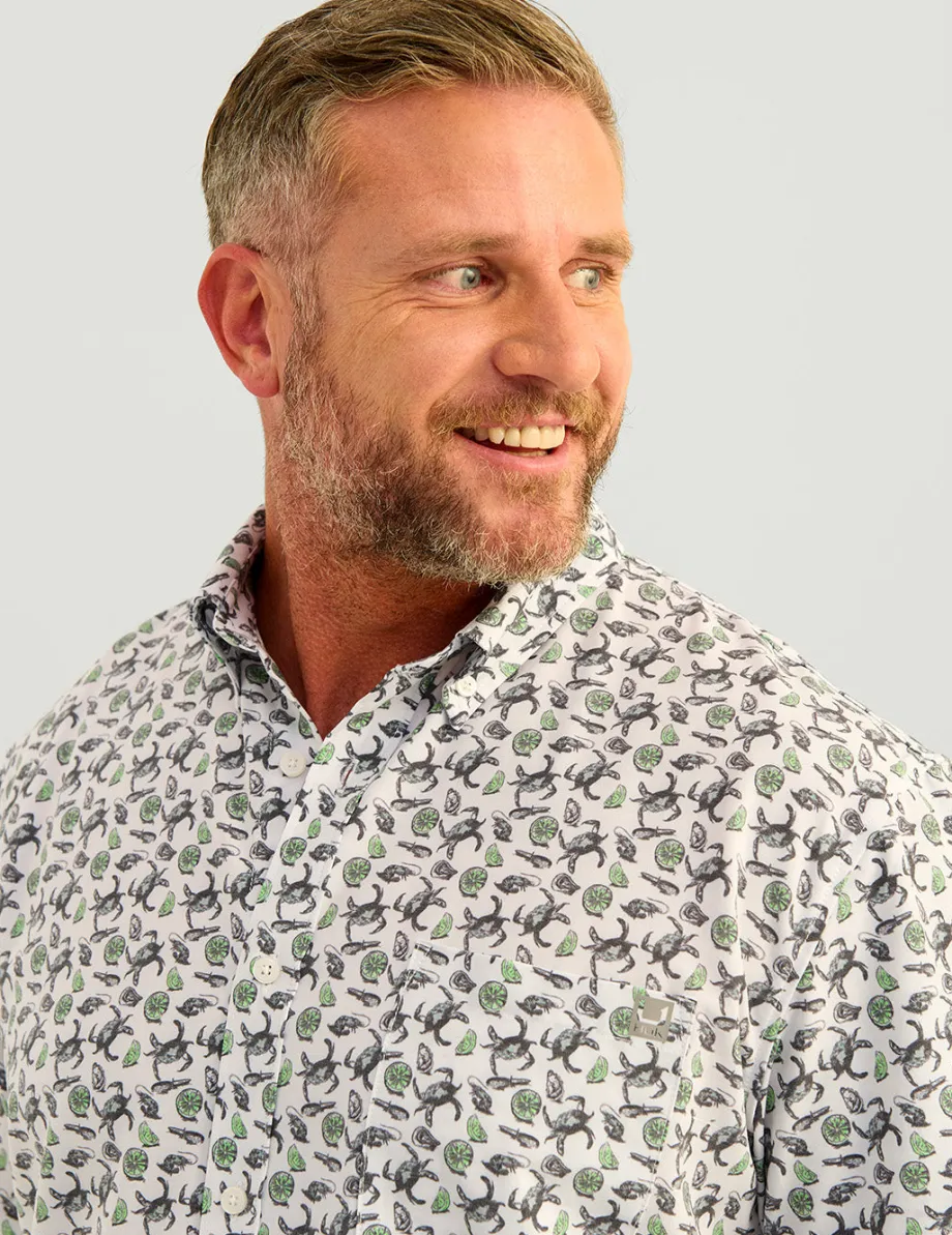 Huk Gear Button Downs-Kona Button-Down White Lowcountry Boil