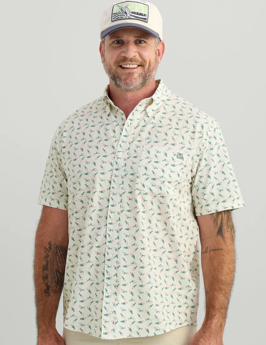 Huk Gear Button Downs-Kona Button-Down Egret American Fish