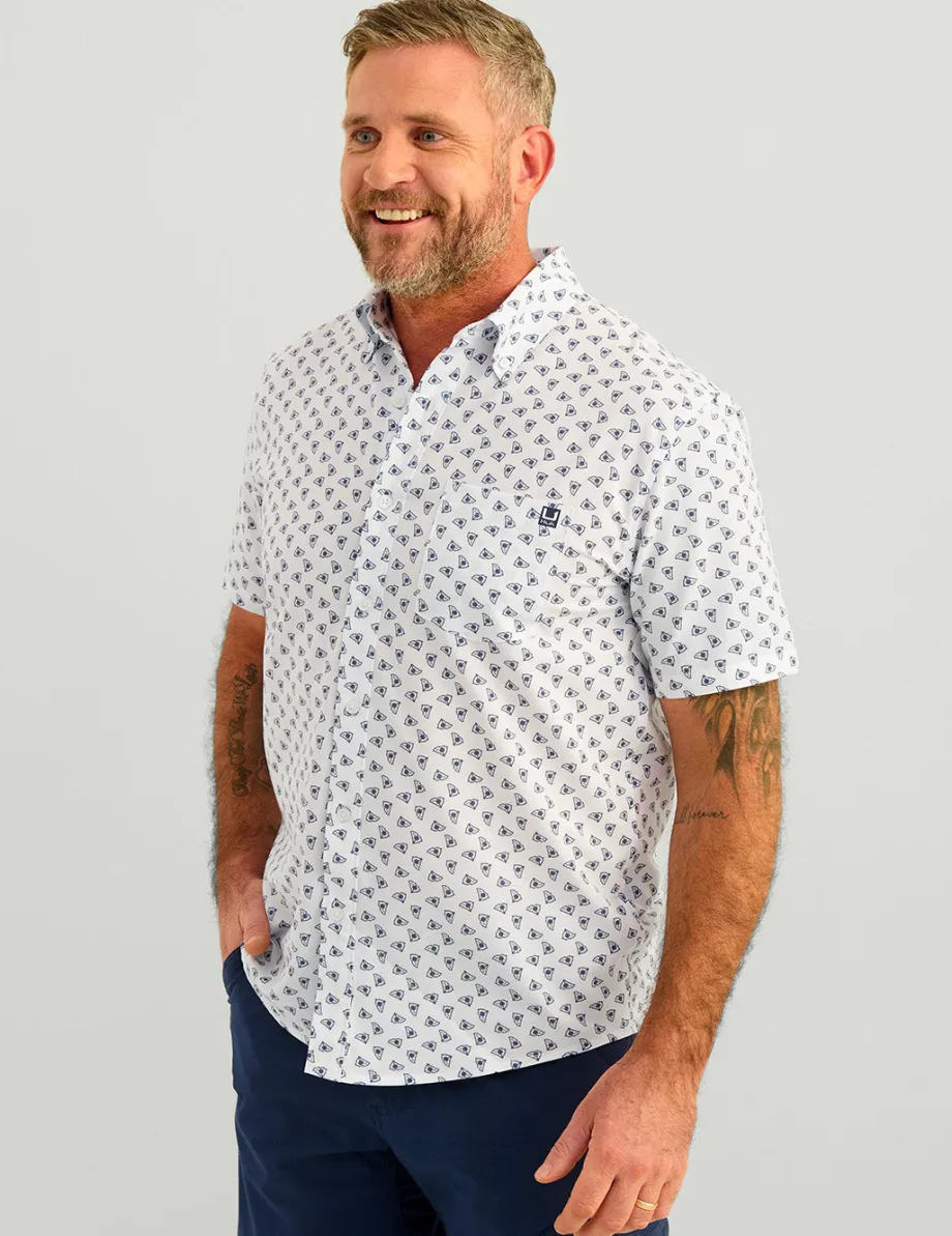 Huk Gear Button Downs-Kona Button-Down White Carolina Palm