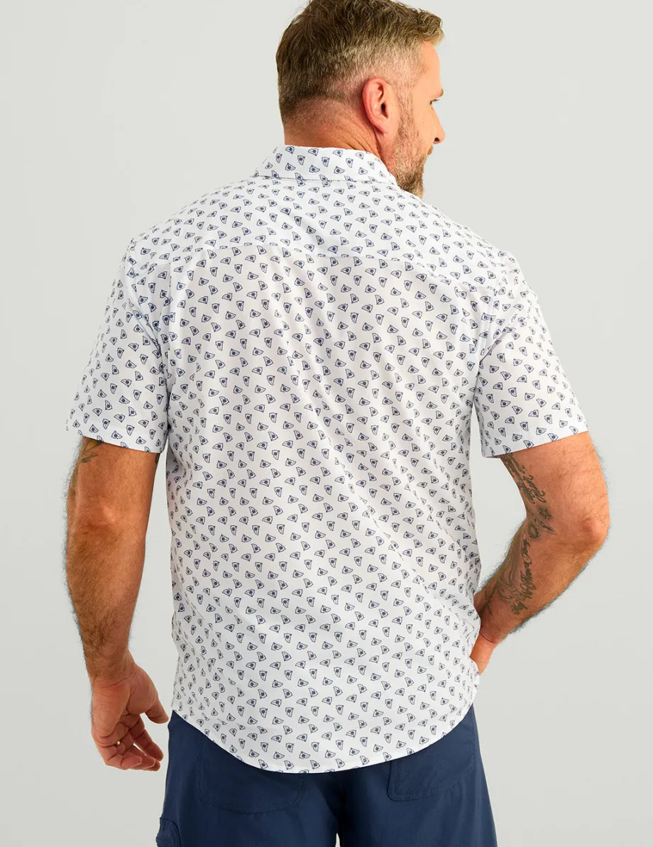 Huk Gear Button Downs-Kona Button-Down White Carolina Palm