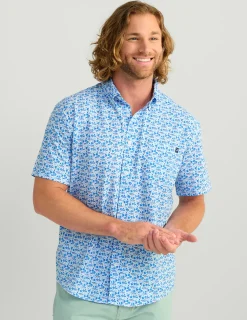 Huk Gear Button Downs-Kona Button-Down Ocean Blue Boat Drinks
