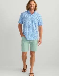 Huk Gear Button Downs-Kona Button-Down Ocean Blue Boat Drinks