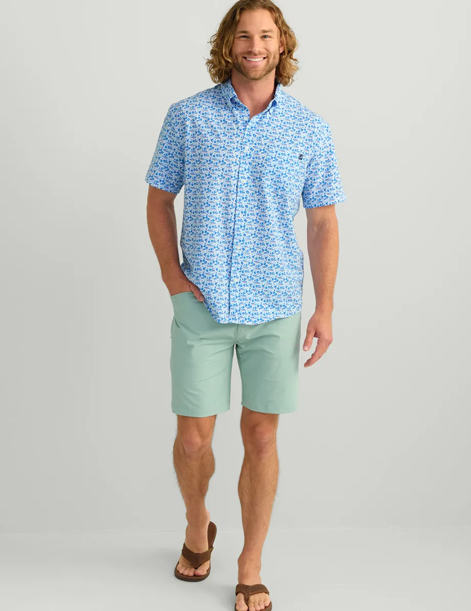 Huk Gear Button Downs-Kona Button-Down Ocean Blue Boat Drinks