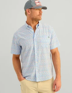 Huk Gear Button Downs-Kona Button-Down Ocean Blue Lure Smash