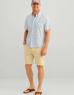 Huk Gear Button Downs-Kona Button-Down Ocean Blue Lure Smash