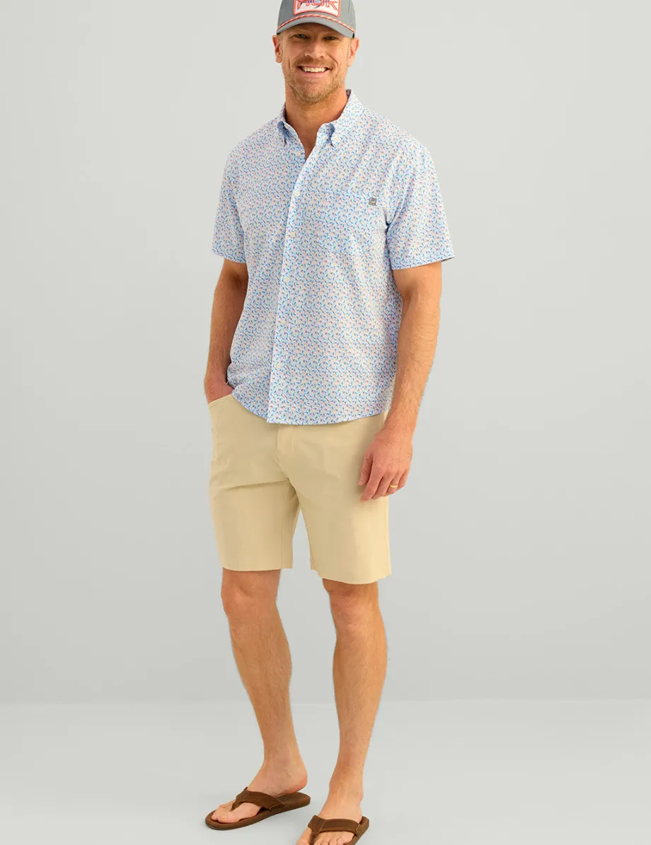 Huk Gear Button Downs-Kona Button-Down Ocean Blue Lure Smash