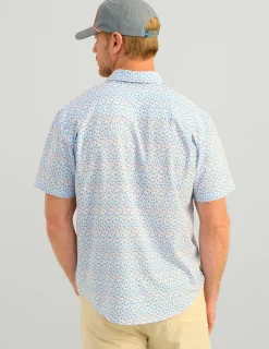 Huk Gear Button Downs-Kona Button-Down Ocean Blue Lure Smash
