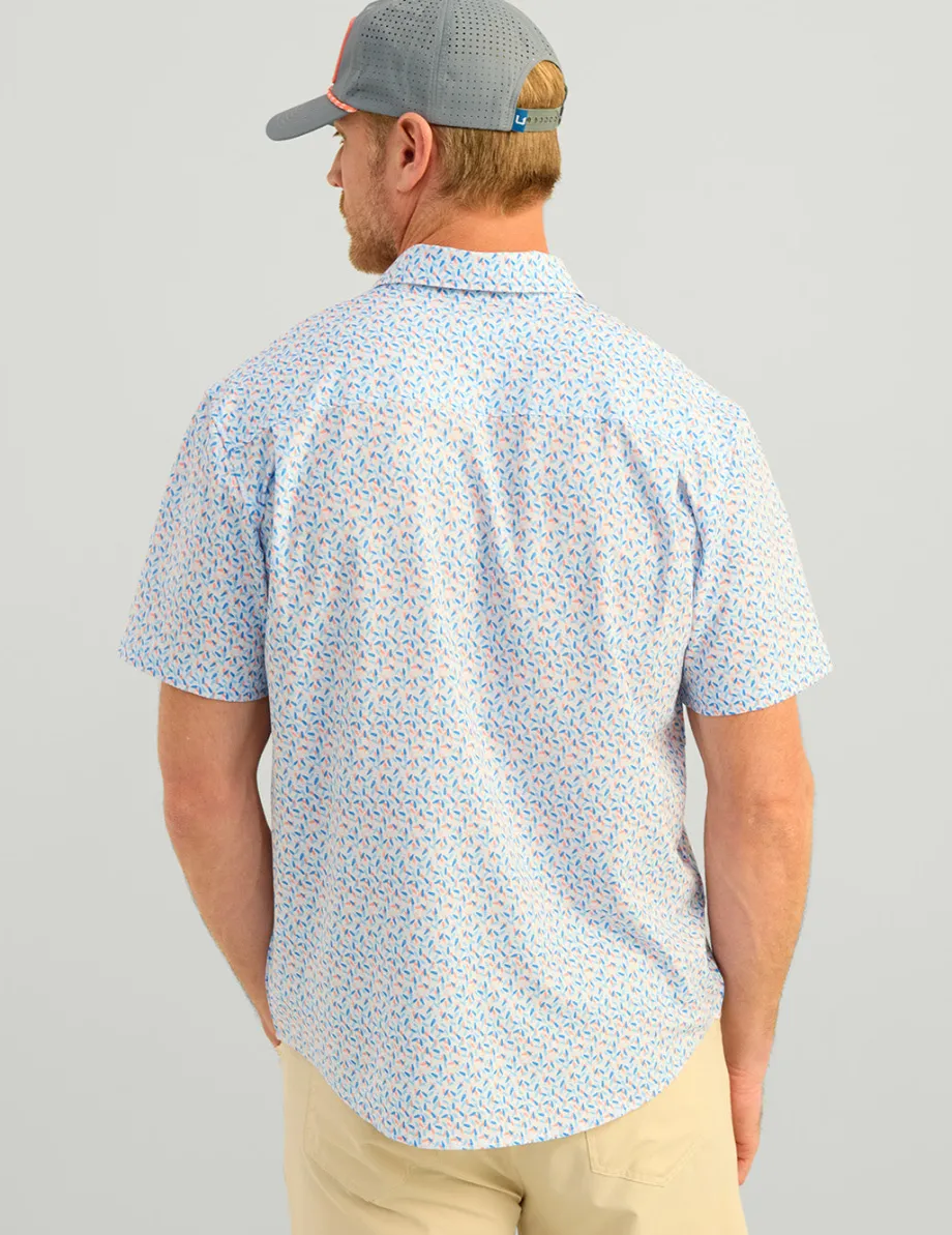 Huk Gear Button Downs-Kona Button-Down Ocean Blue Lure Smash