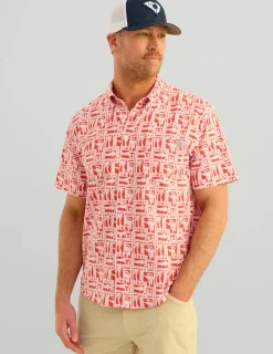 Huk Gear Button Downs-Kona Button-Down Channel Marker Fish Dot