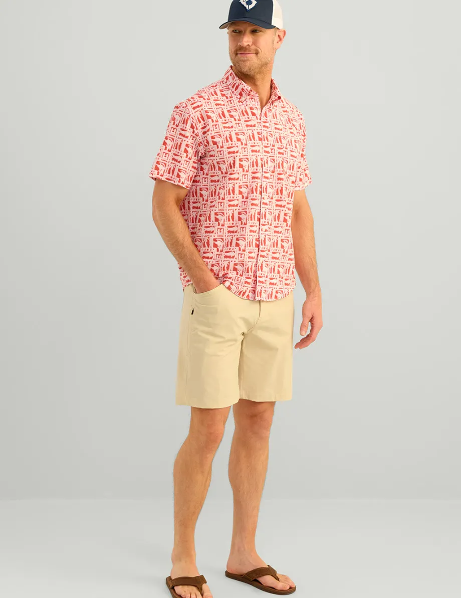 Huk Gear Button Downs-Kona Button-Down Channel Marker Fish Dot