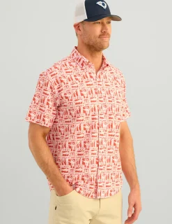 Huk Gear Button Downs-Kona Button-Down Channel Marker Fish Dot