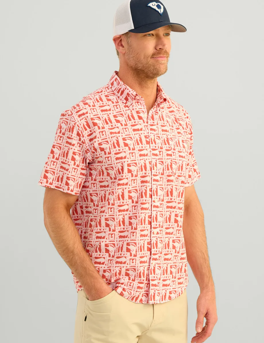Huk Gear Button Downs-Kona Button-Down Channel Marker Fish Dot